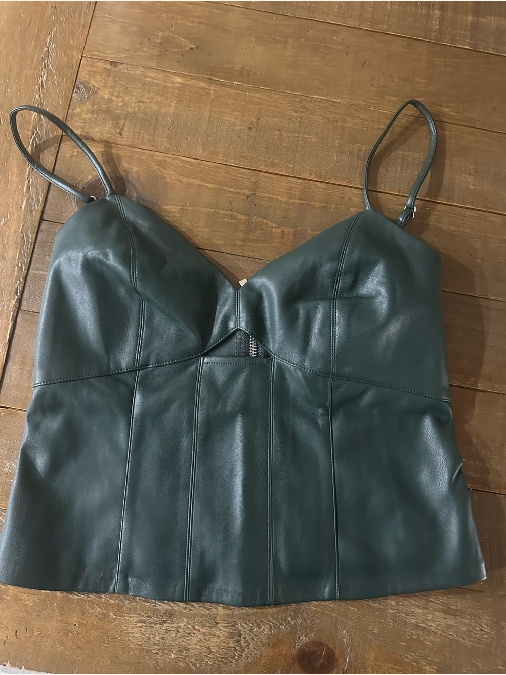 Bar III Leather Dark Green Cami Top - Women